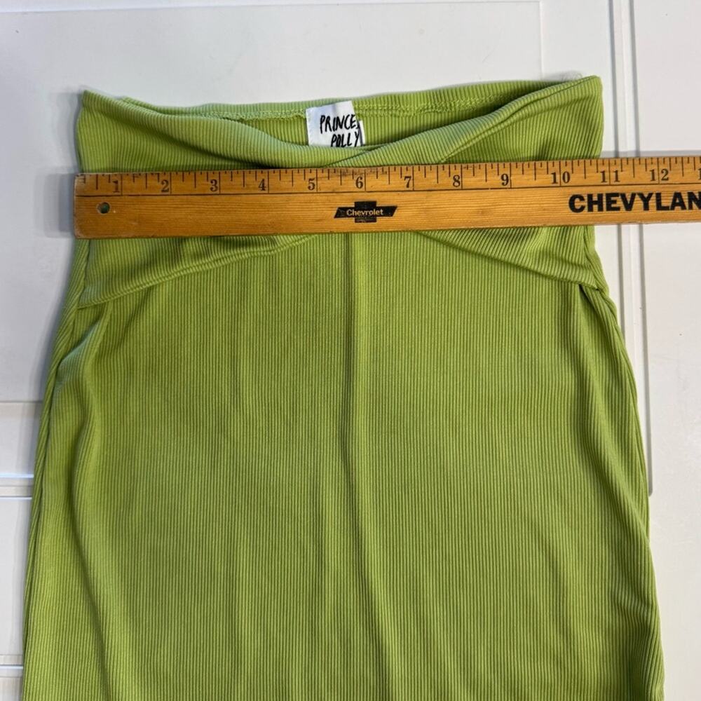 Princess Polly Womens Sz 4 Lime Green Ribbed High Slit Cross Front Dress Bodycon - Picture 5 of 7